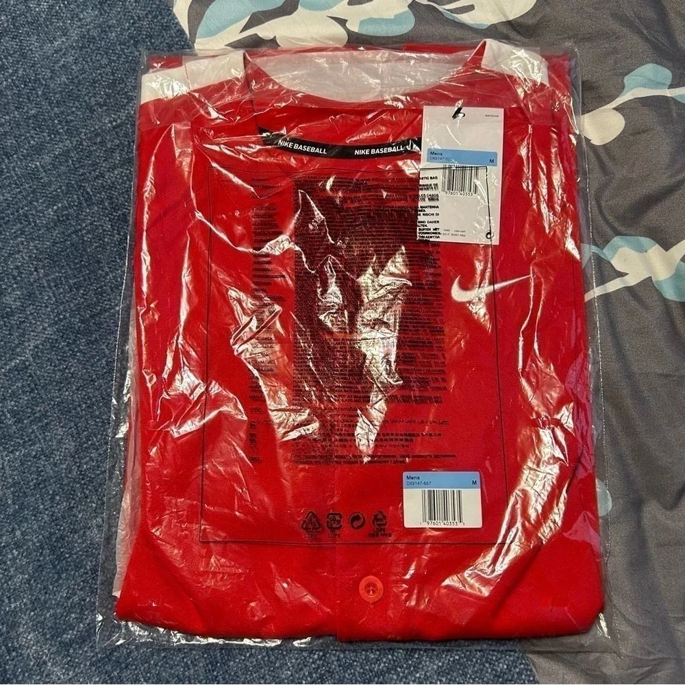 MEN'S NIKE STOCK VAPOR SELECT2 FULL BUTTON BASEBALL JERSEY RED/WHITE NWT